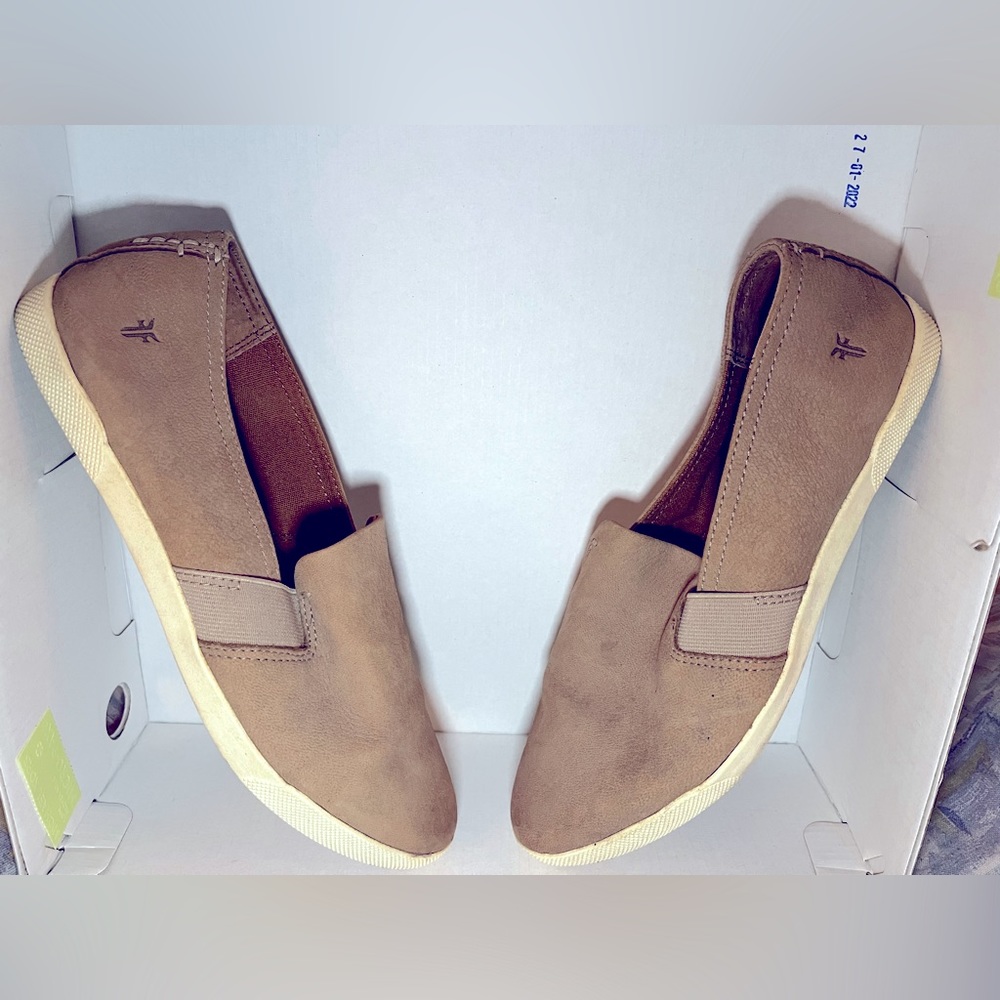 Leather Frye slip on shoes, brown, size 7